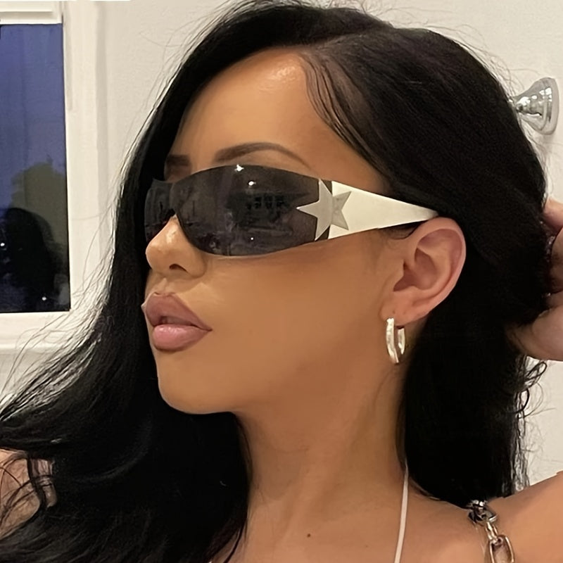 Rimless Y2K Sunglasses Wrap Around Oversized Frameless Sun Glasses
