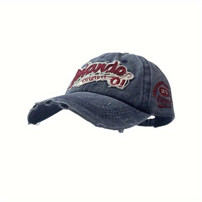 Letter Embroidery Patch Baseball Cap Vintage Washed Distressed Sun Hat