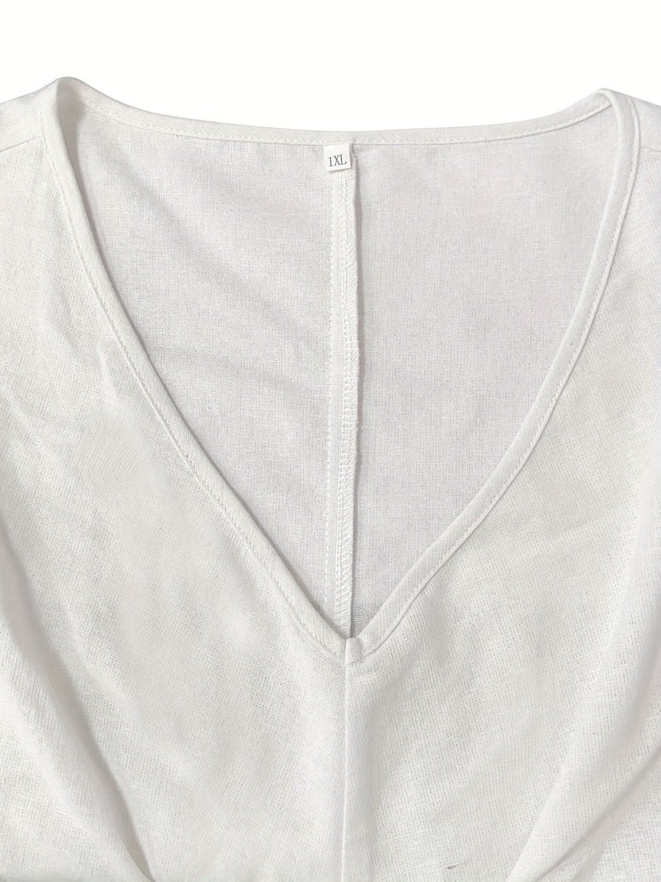 Casual Dress Women's Plus Solid Batwing Sleeve V Neck Ruched Front