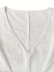 Casual Dress Women's Plus Solid Batwing Sleeve V Neck Ruched Front