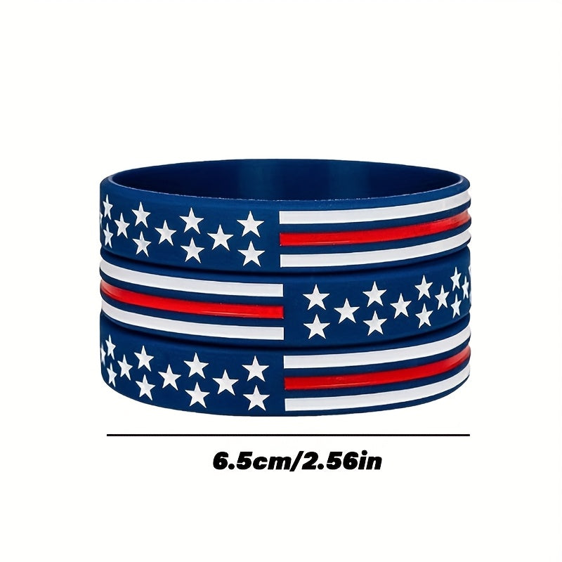 30pcs Independence Silicone Wristbands Patriotic Youth Party Favors