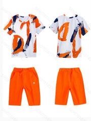 Boys Contrast Cotton Top & Casual Shorts Set Spring Summer Kids Clothes