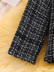 Girl's Tweed Outfit 2pcs Doll Collar Coat & Skirt Set For Spring Autumn