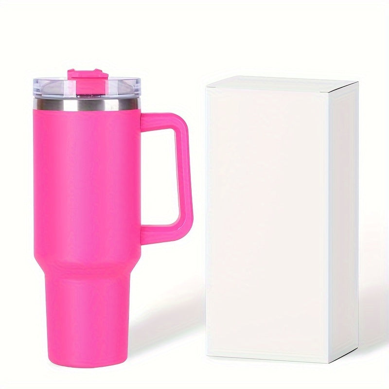 6pcs 40oz Car Cup w/ Handle & Straw 304 Stainless Steel Vacuum Water Bottle