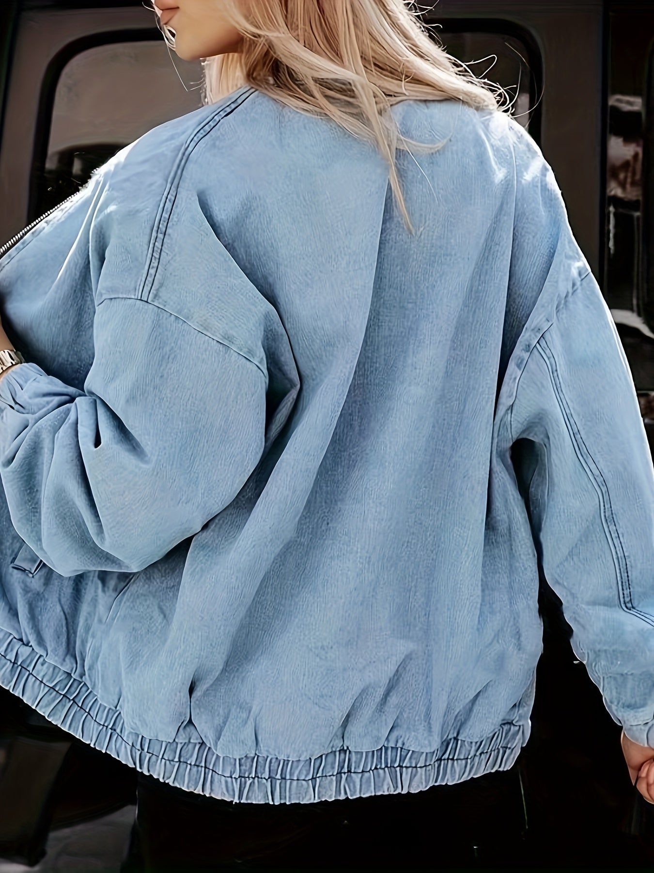 Solid Long Sleeve Denim Jacket