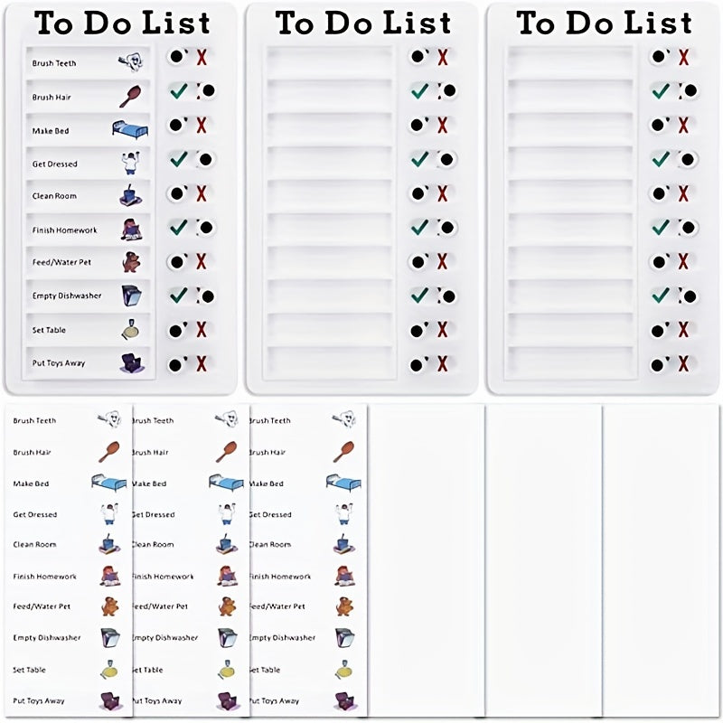 3pcs To Do List Checklist Board Daily Schedule For Students - Reusable Plastic