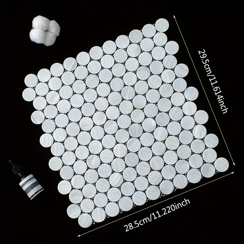 Solid Plastic Bearing Balls Pad Natural Shell Mosaic Round Table Pad