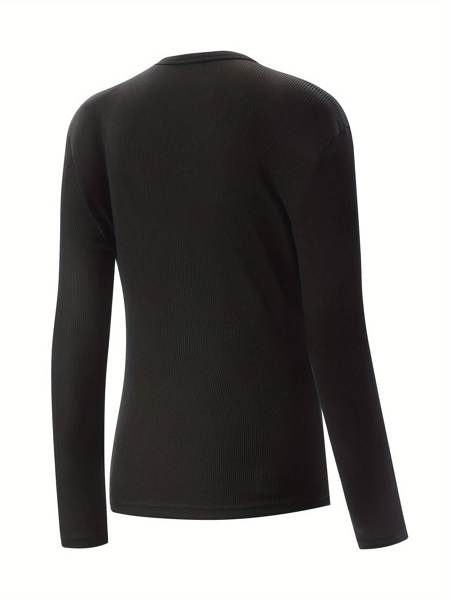 Ribbed Round Neck Long Sleeve T shirt for Women