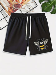 Bee Print Men's Comfy Drawstring Shorts