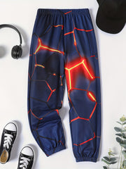 Boy's Geo Print Elastic Casual Pants All match Trousers