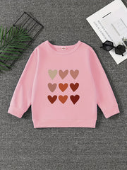 Girls' Hearts Graphic Sweatshirt Pullovers Long Sleeve Tops