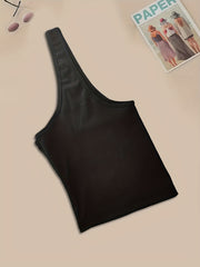 2pcs Solid Ribbed Halter Tops Crew Neck Backless Crop Top Women's Lingerie