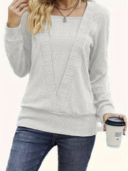 Solid Cable Knit Long Sleeve Top