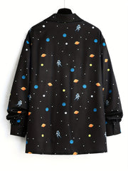 Astronaut Print Men's Long Sleeve Shirt