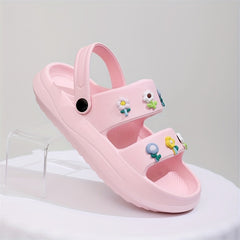 Girls Open Toe Slippers Lightweight Breathable Non-Slip Indoor/Outdoor Slippers