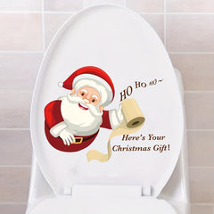 Christmas Cartoon Santa Claus Toilet Sticker Bathroom Renovation Self-adhesive