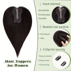 Human Hair Topper for Women, Clip-in Hair Extension, 100% Human Hair Toupee