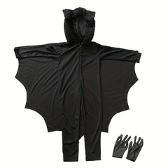 Kids Bat Cosplay Jumpsuit & Witch Cloak