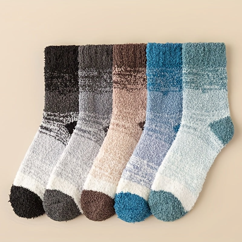5 Pairs Fuzzy Winter Socks for Women Men