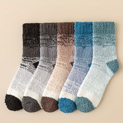 5 Pairs Fuzzy Winter Socks for Women Men