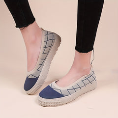Women's Geometric Platform Loafers Slip On Shoes Comfortable Flat Shoes