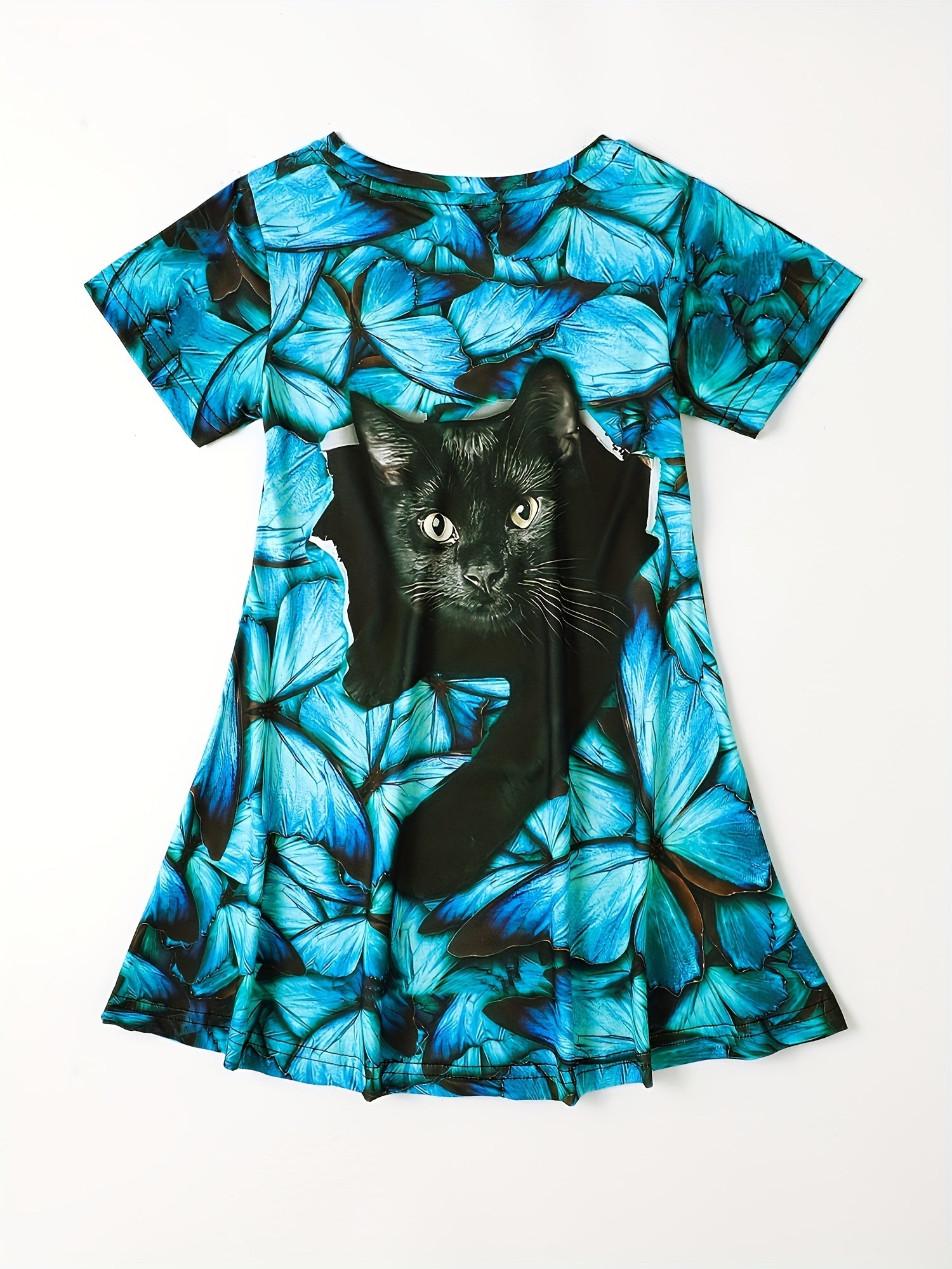 3D Print Cat Graphic Short Dress Summer Clothes Gift Sports