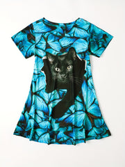 3D Print Cat Graphic Short Dress Summer Clothes Gift Sports