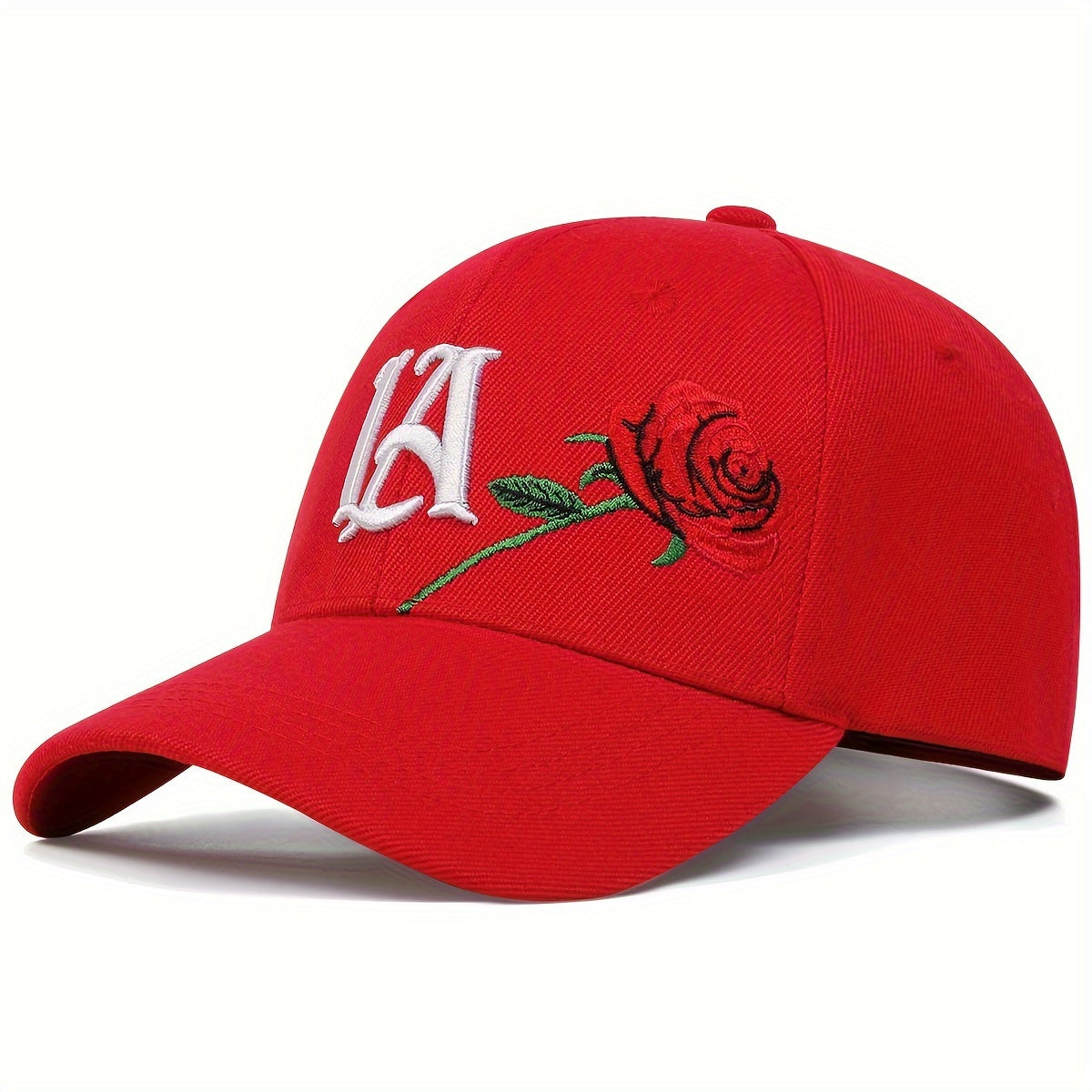 Men's LA Rose Embroidered Baseball Cap Adjustable Sun Cap