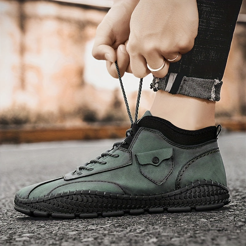 Men's Solid Low Top Lace up Boots Outdoor Walking Shoes