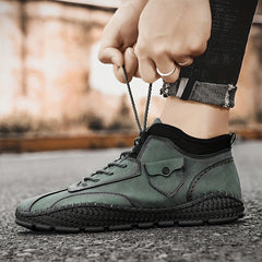 Men's Solid Low Top Lace up Boots Outdoor Walking Shoes