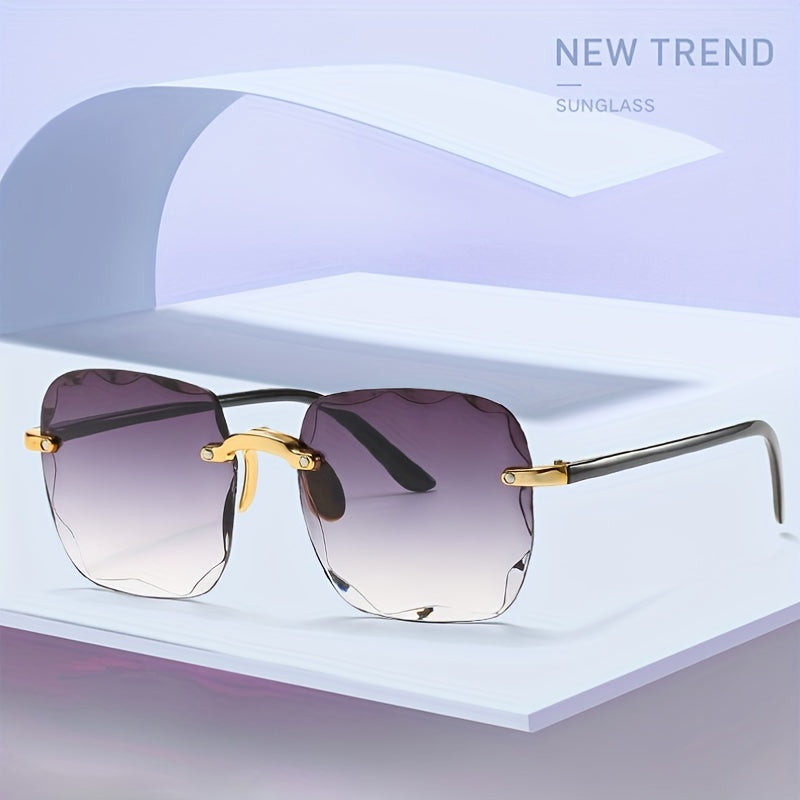 Square Rimless Sunglasses Gradient Glasses UV400