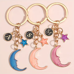 Star & Crescent Moon Keychain Bag Charm Gift For Mom Kids