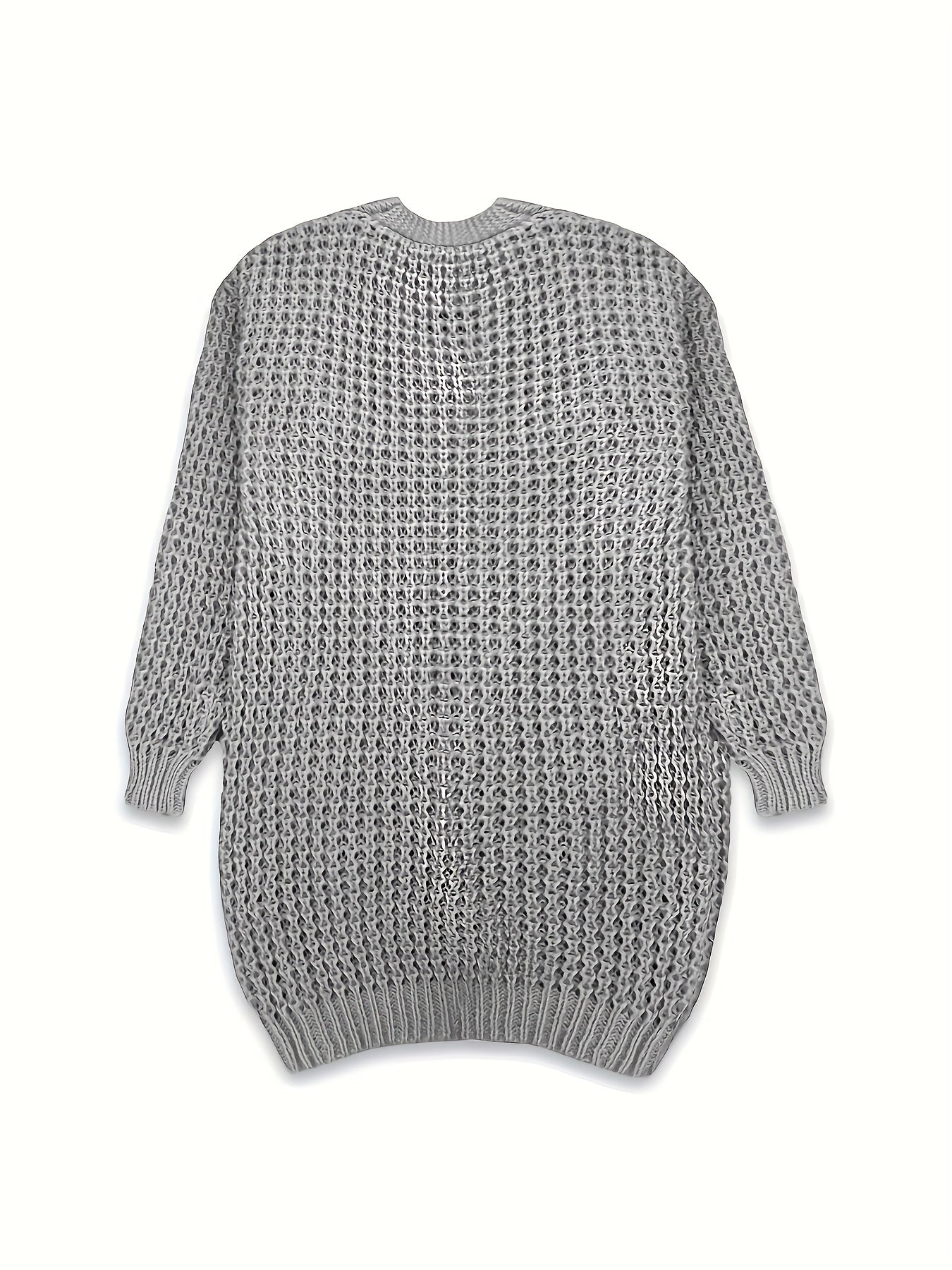 Casual Cardigan Women's Plus Solid Long Sleeve Open Front Cardigan