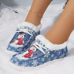 Christmas Snowman Pattern Thickened Warm Winter Outdoor Sneakers