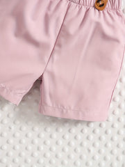 2pcs Baby Boys Gentleman Set Bowtie Shirt Onesie & Suspender Shorts