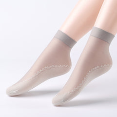 10 Pairs Lace Mesh Crew Socks Soft Semi Sheer Women's Stockings