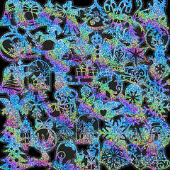 50pcs Laser Merry Christmas Stickers Bright Holographic PET Streamer Stickers