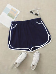 Sports Shorts Elastic Contrast Track Shorts With Pockets