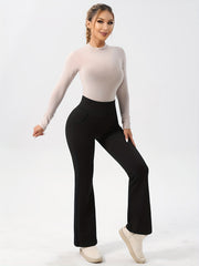 Fleece Yoga Bootcut Pants High Stretch Warm Running Leggings