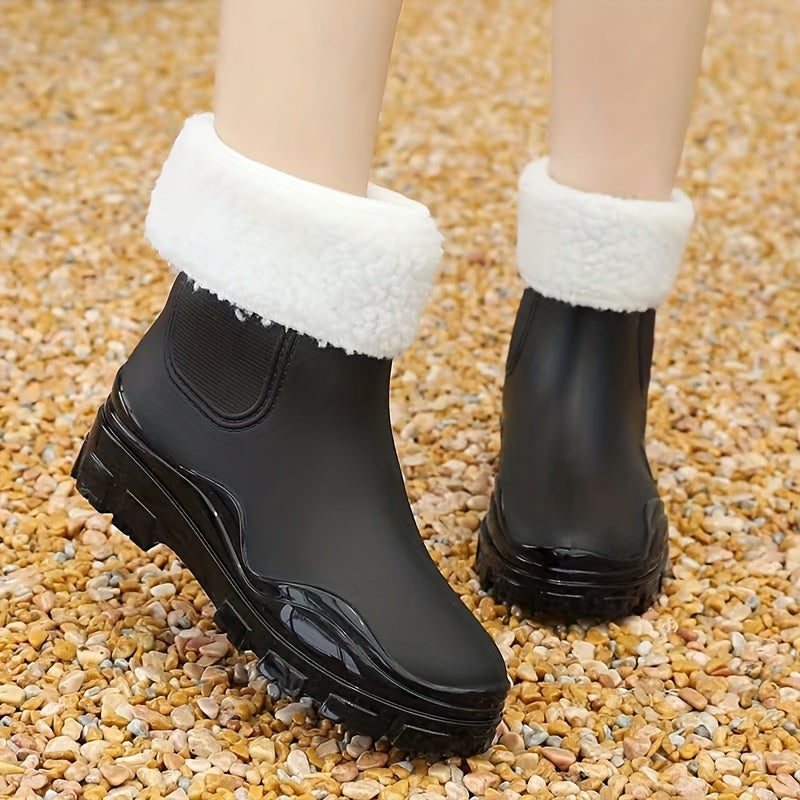 Women's Winter Rain Boots Waterproof Non slip And Fleece Lined