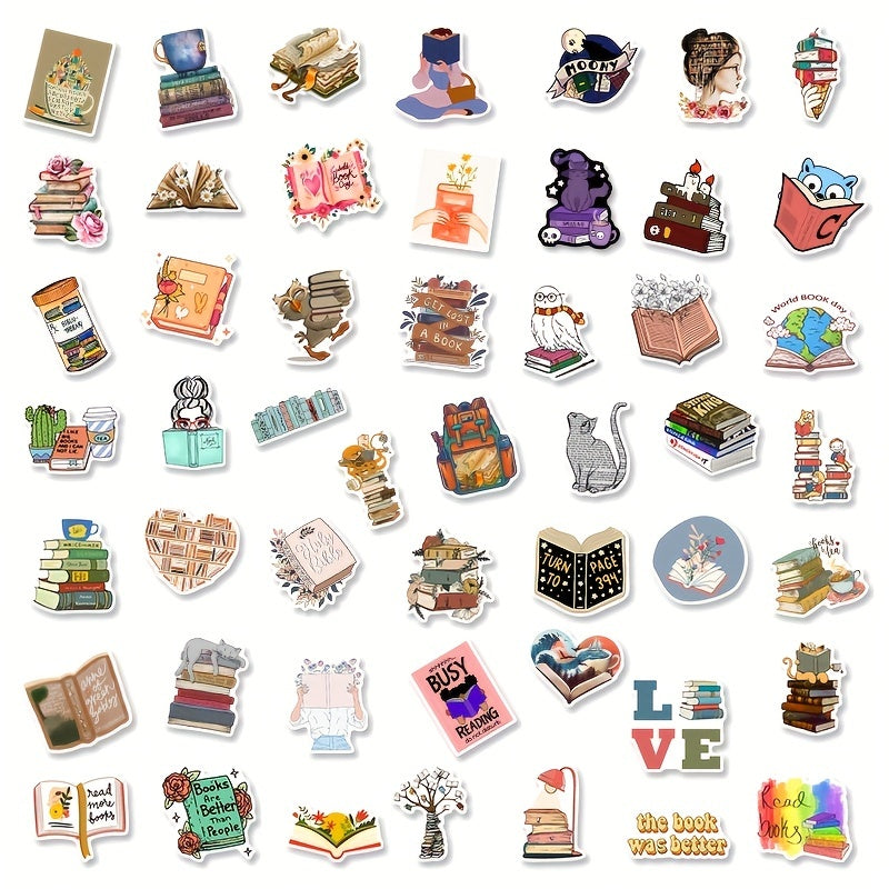 100pcs Book Reading Doodle Stickers for Computer Mobile Phone Tablet Bookmark