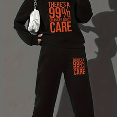 Slogan Print Sweatshirt & Joggers Set