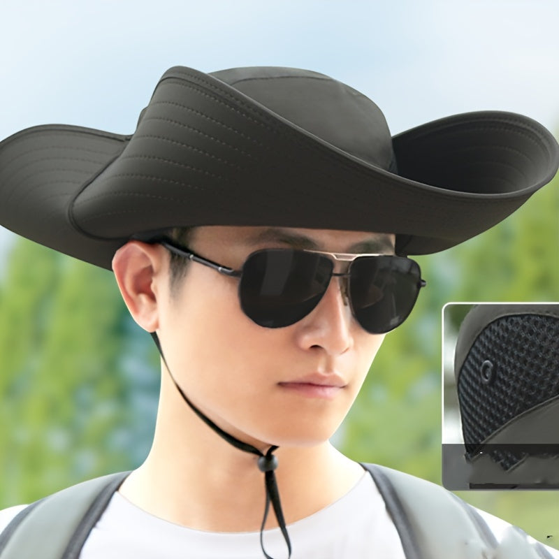 Wide Brim Sun Hat UV Protection Fisherman Hat With Drawstring