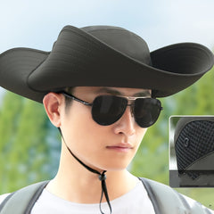 Wide Brim Sun Hat UV Protection Fisherman Hat With Drawstring