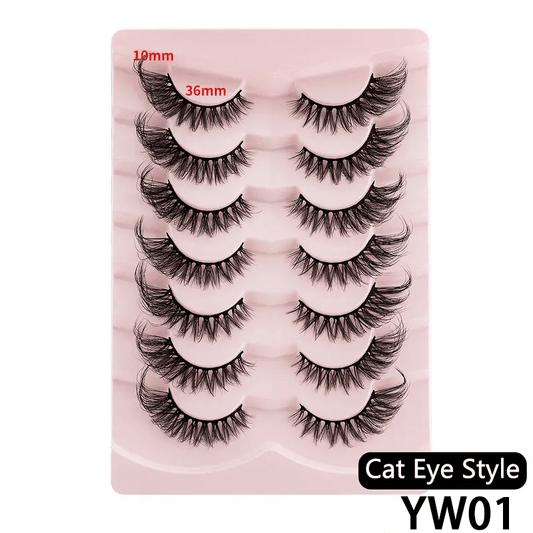 7 Pairs Cat Eye Dramatic False Eyelashes 8D Fluffy Extension Volume