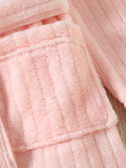 Kid's Heart Embroidery Flannel Bathrobe PJ Coral Fleece Loungewear