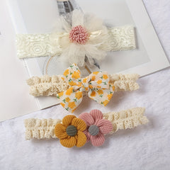 3pcs Baby Girls Lace Headband with Flower Bow Decoration Hair Accessories
