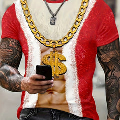 Christmas 3D Print Men's Tee Shirt Casual Street Style Stretch Neck