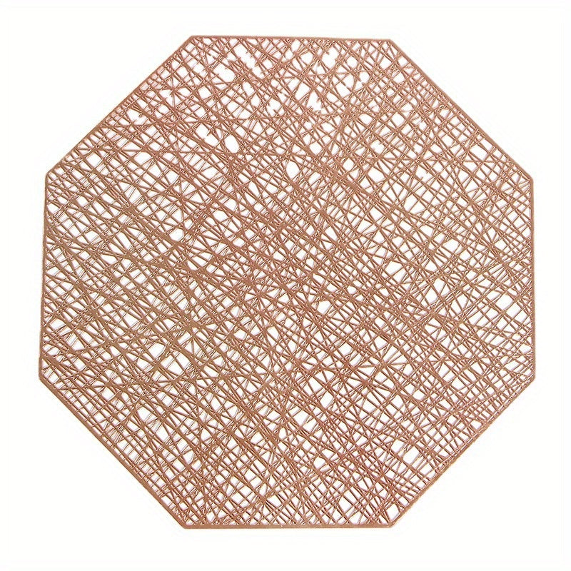 6pcs Plastic Placemats Octagonal Messy Silk PVC Non-slip Heat Insulation Mat
