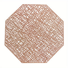6pcs Plastic Placemats Octagonal Messy Silk PVC Non-slip Heat Insulation Mat